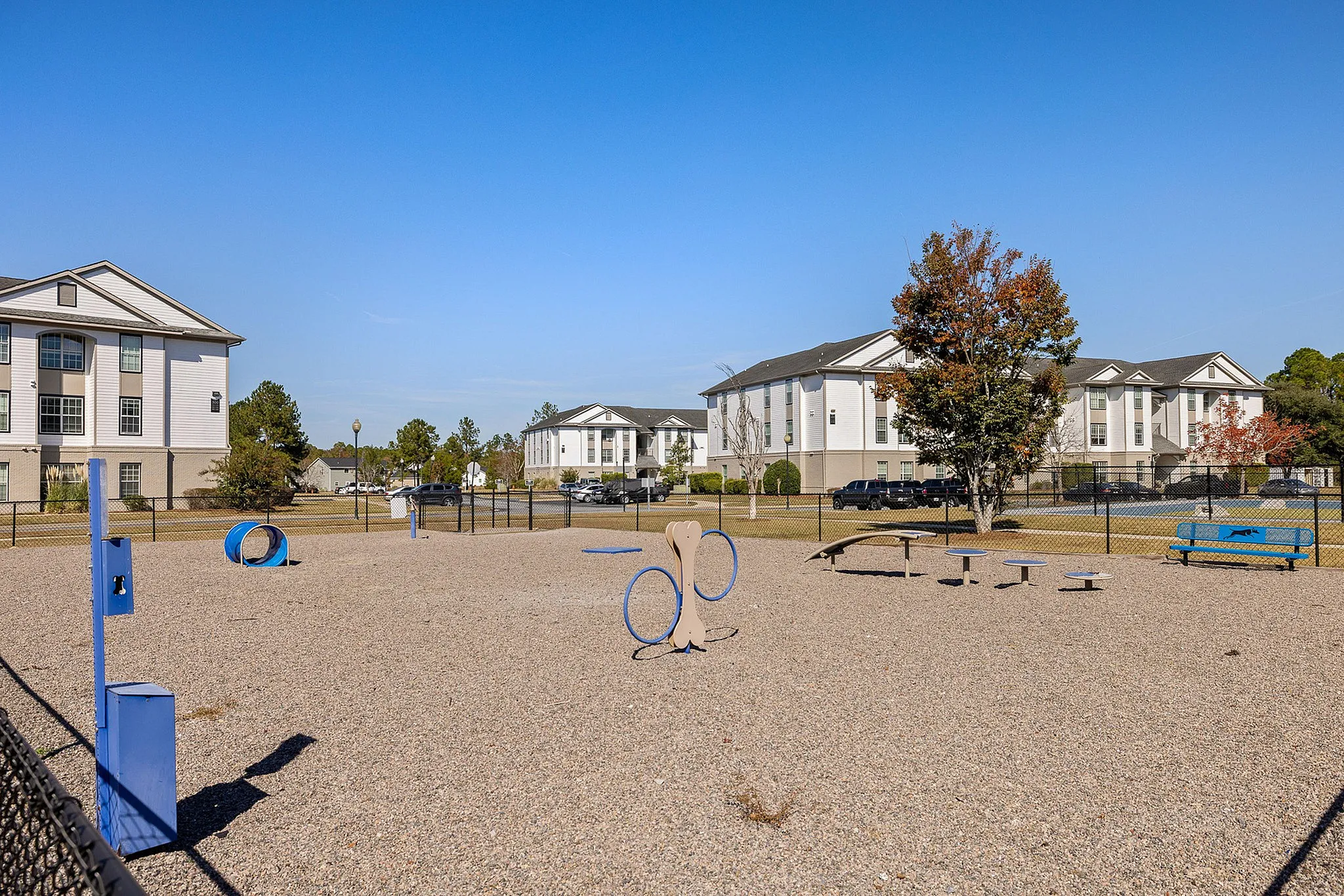 Open playground with equipment