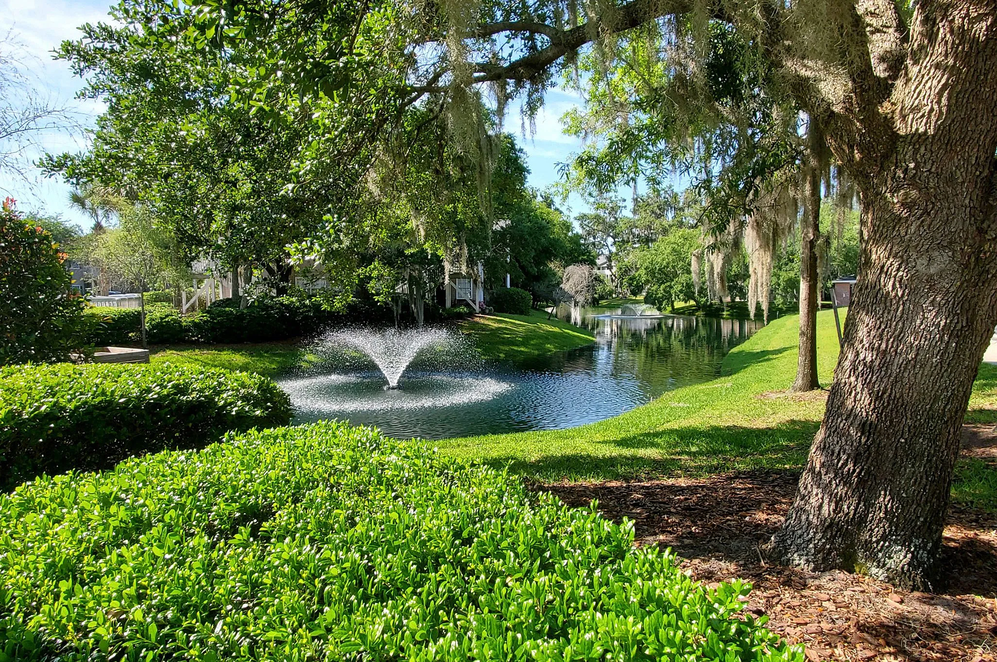 Onsite pond with fountain