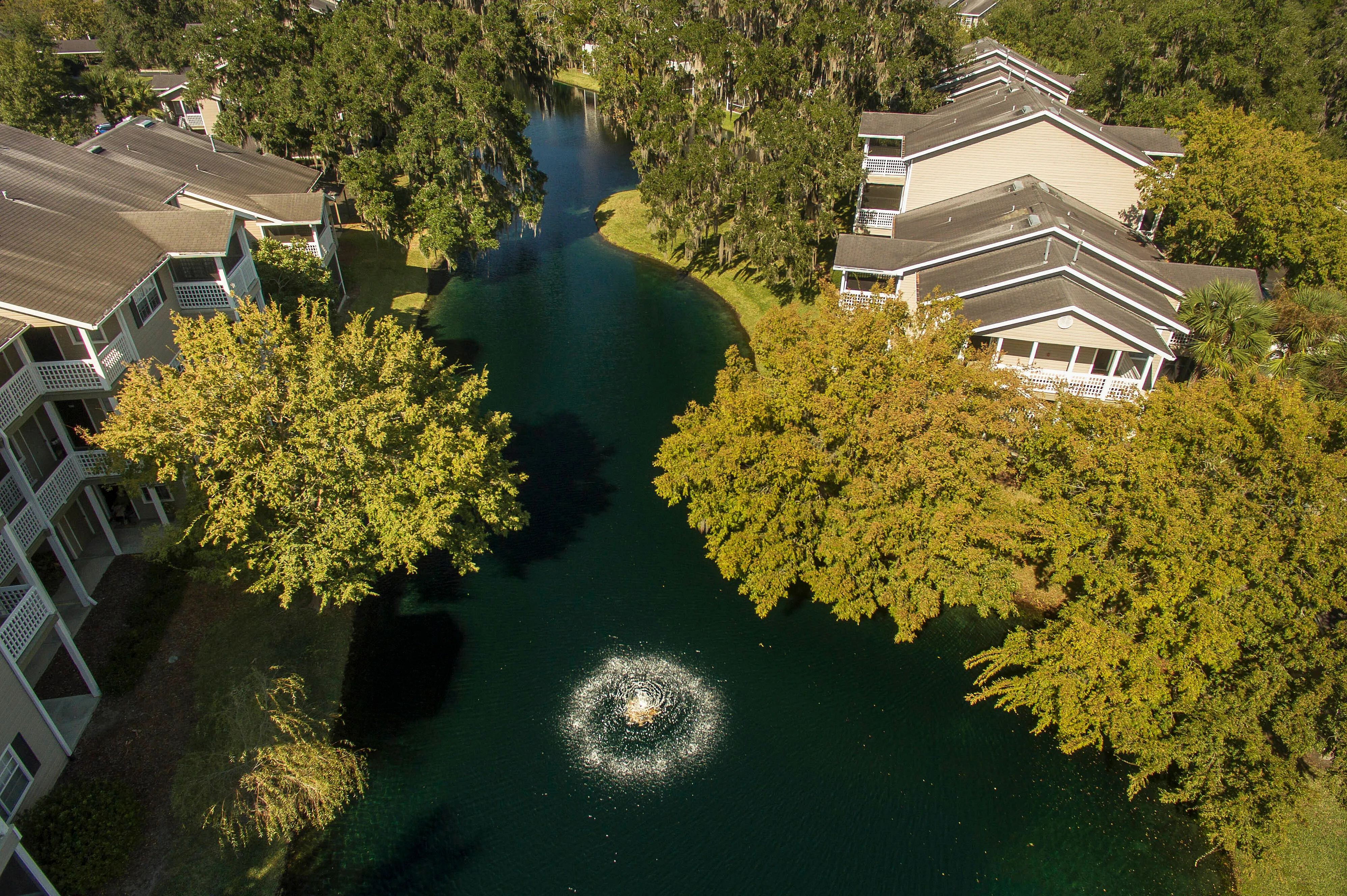 Onsite pond with fountain