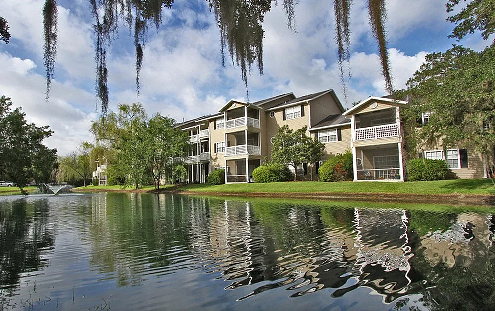 Community building overlooking the pond