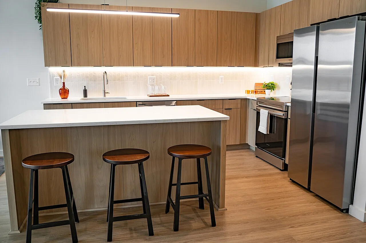 Kitchen with under cabinet lighting