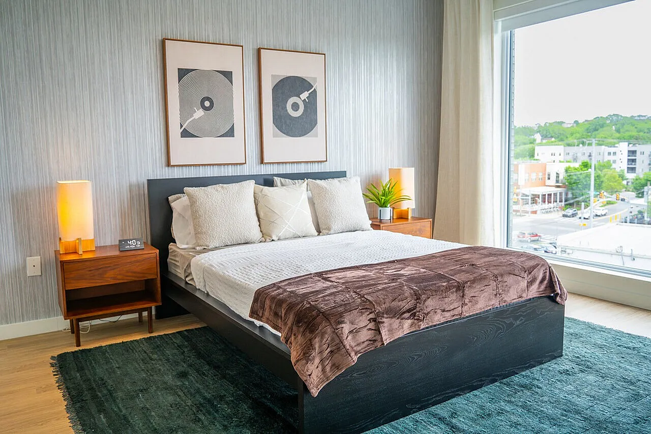 bedroom with large windows