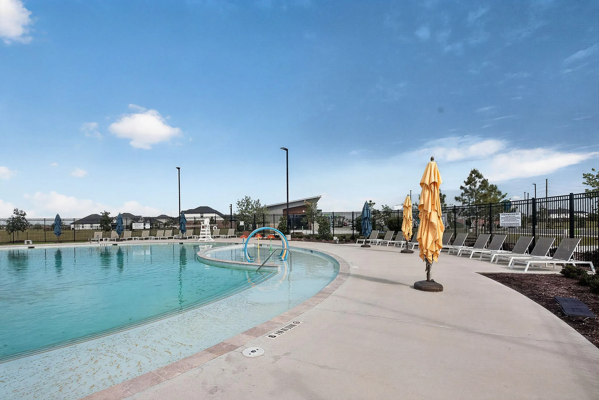 pool with umbrellas
