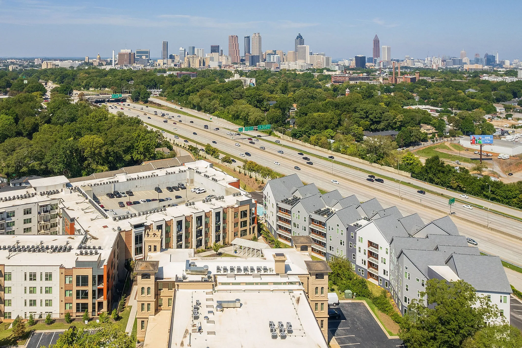 Building overview with Atlanta skyline in background