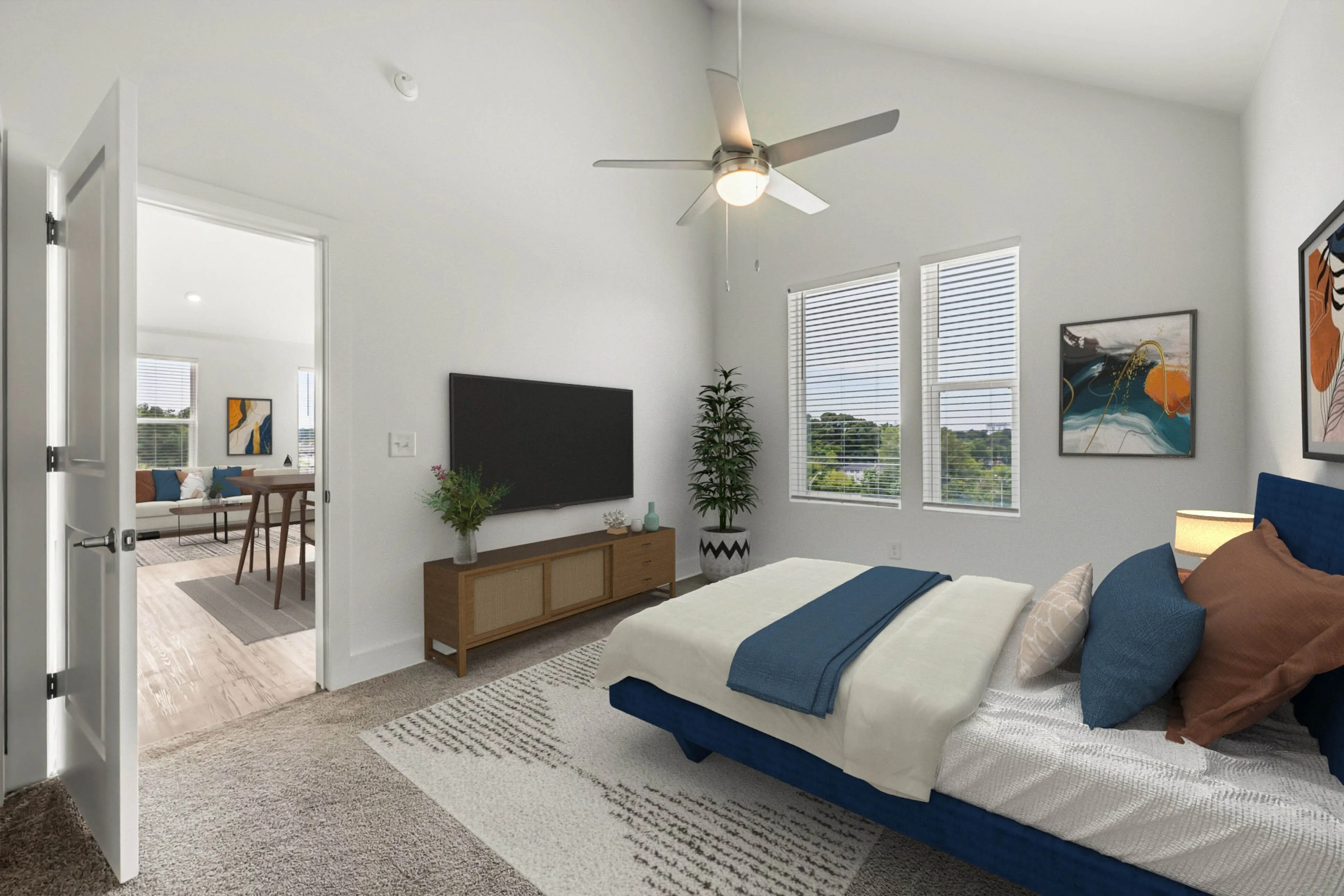 spacious guest bedroom