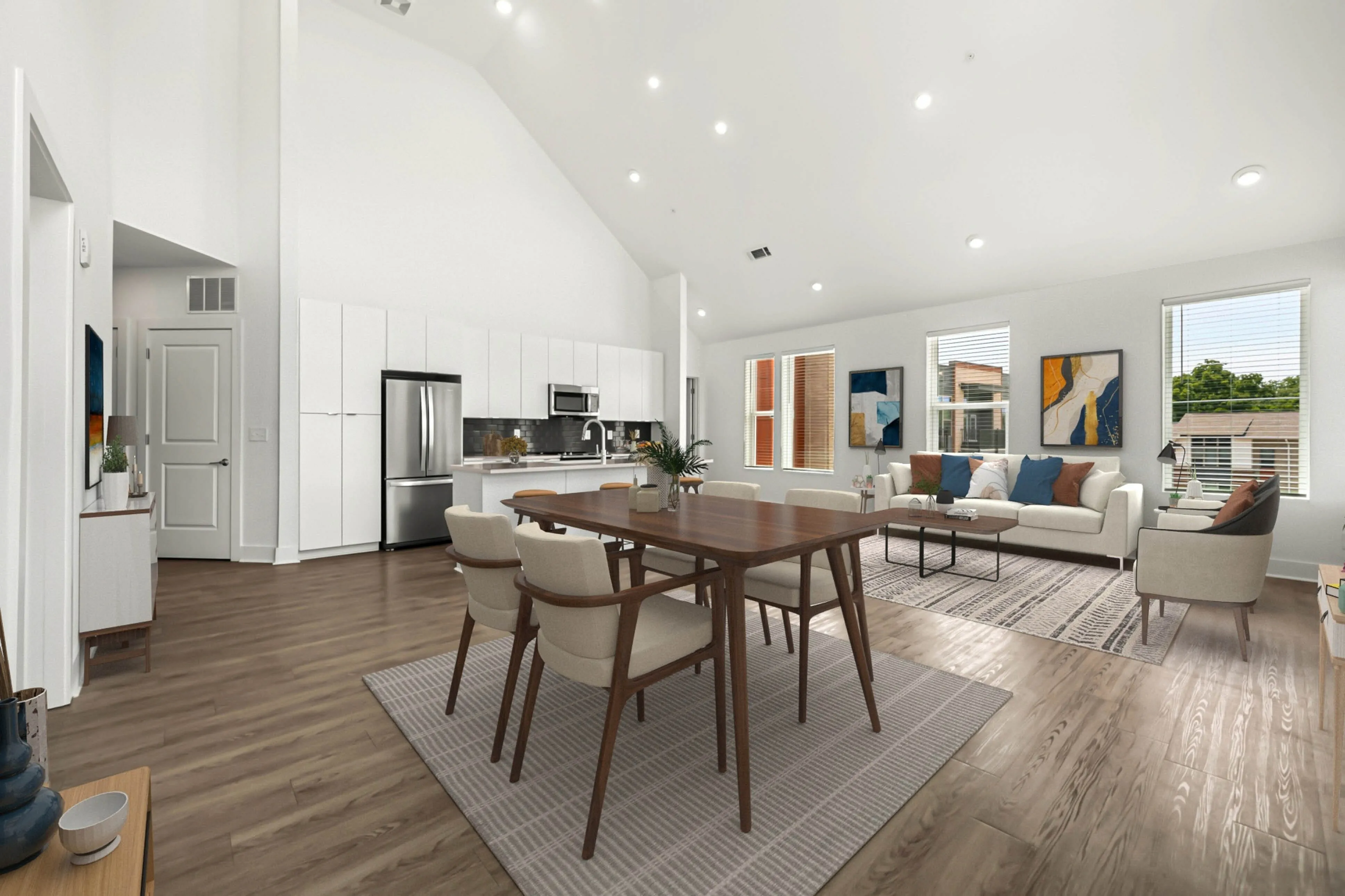 open concept living area with dining room and kitchen