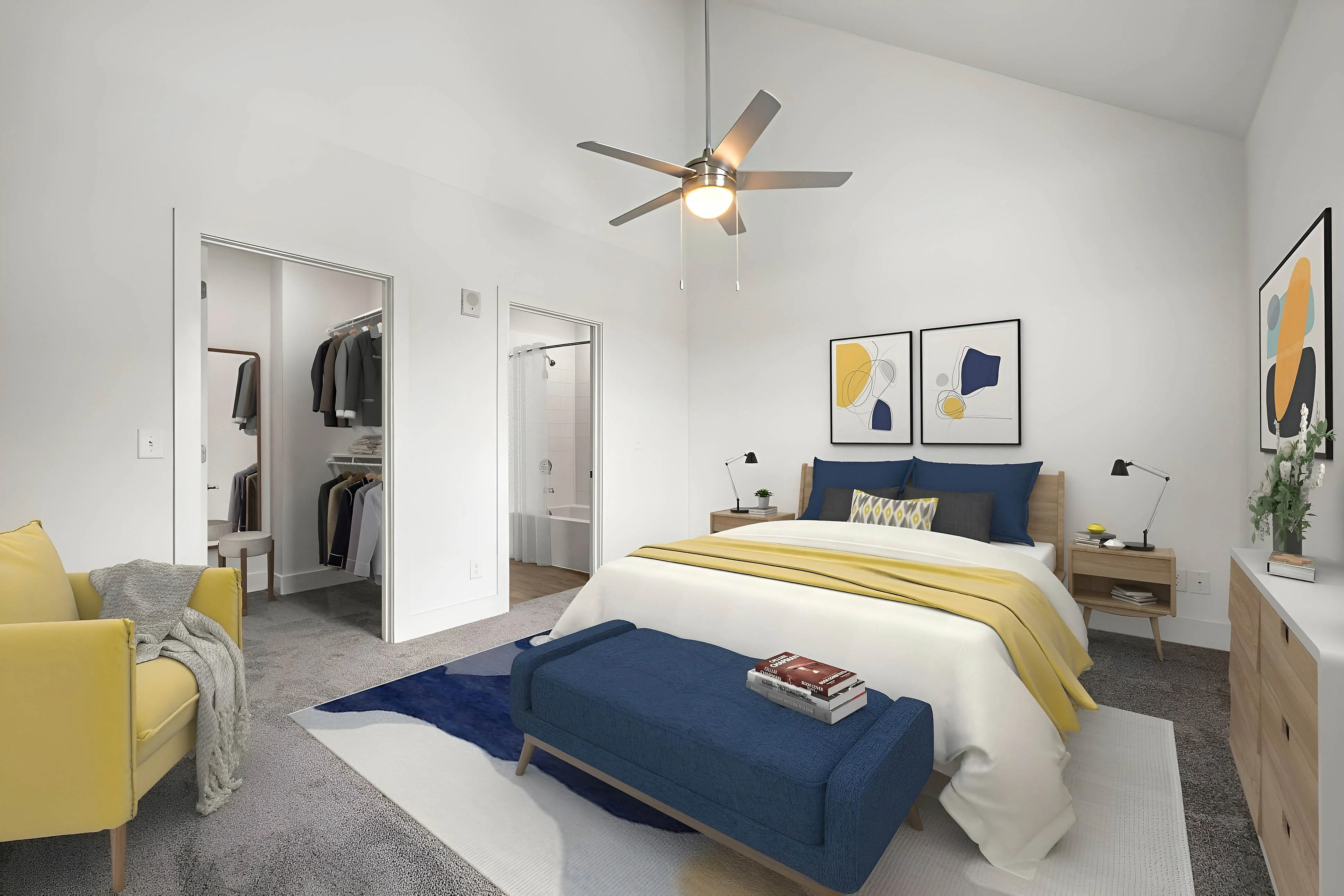 primary bedroom with carpet