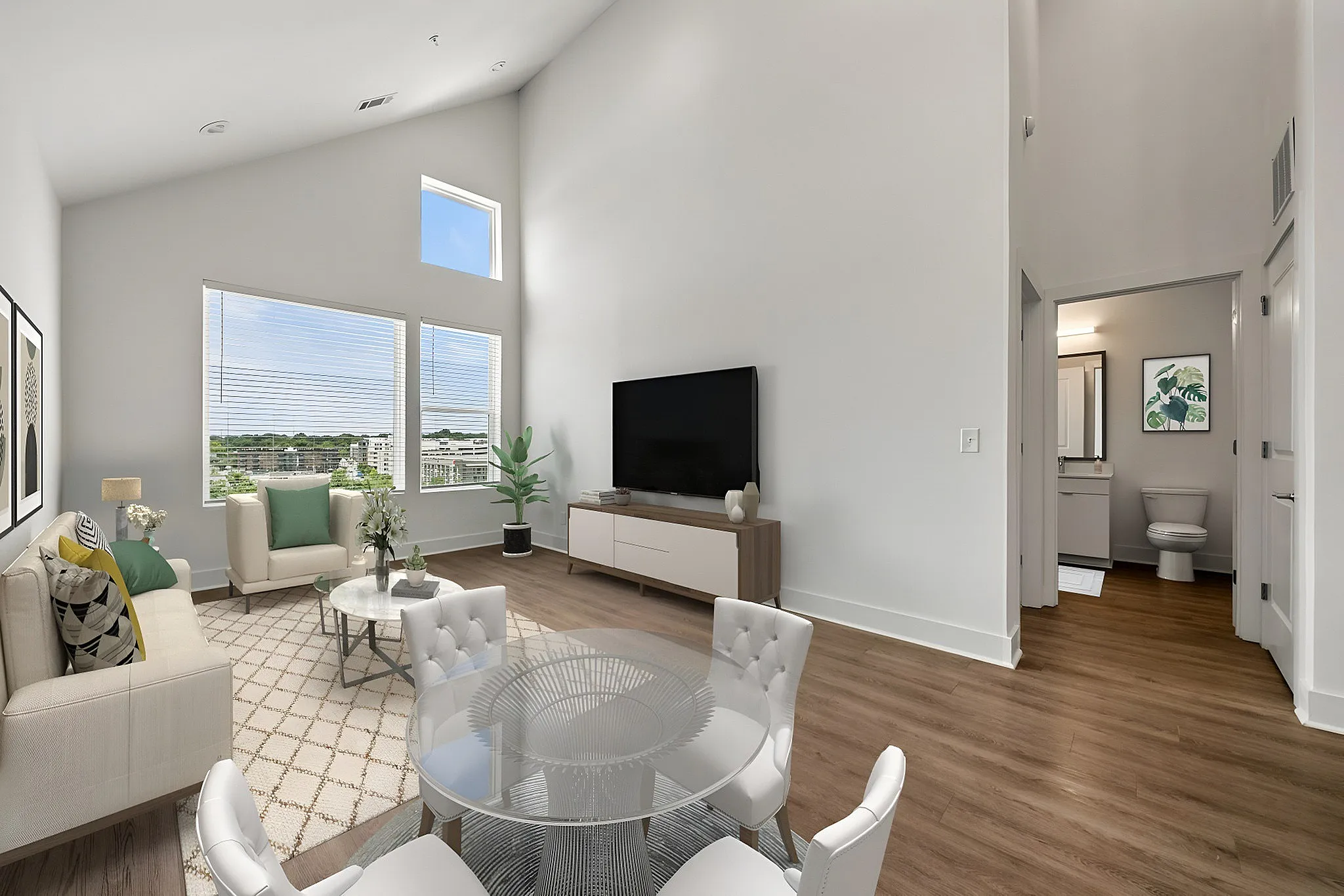 open concept floor plan with living and dining room