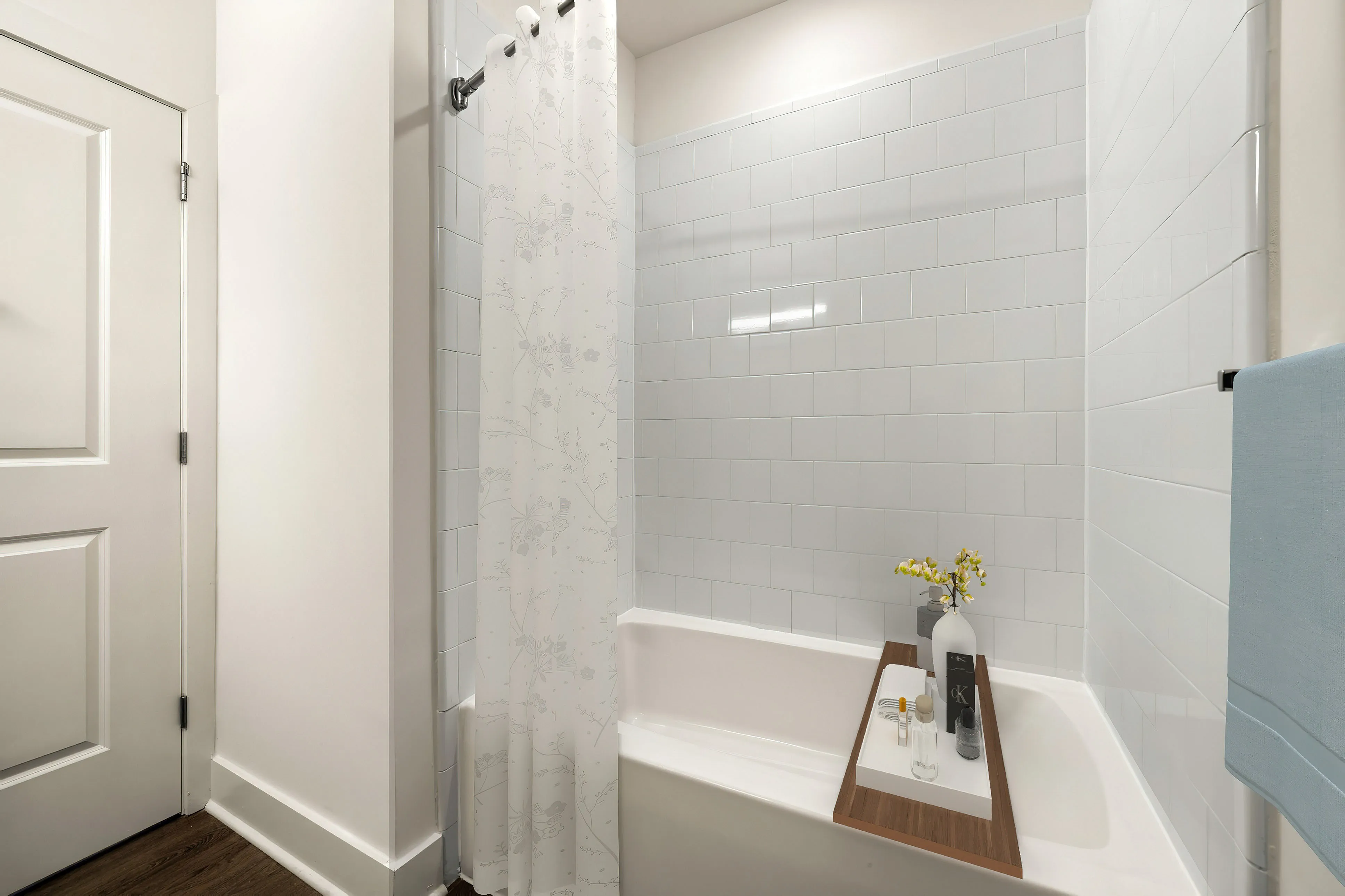 Bathroom with shower tub combo