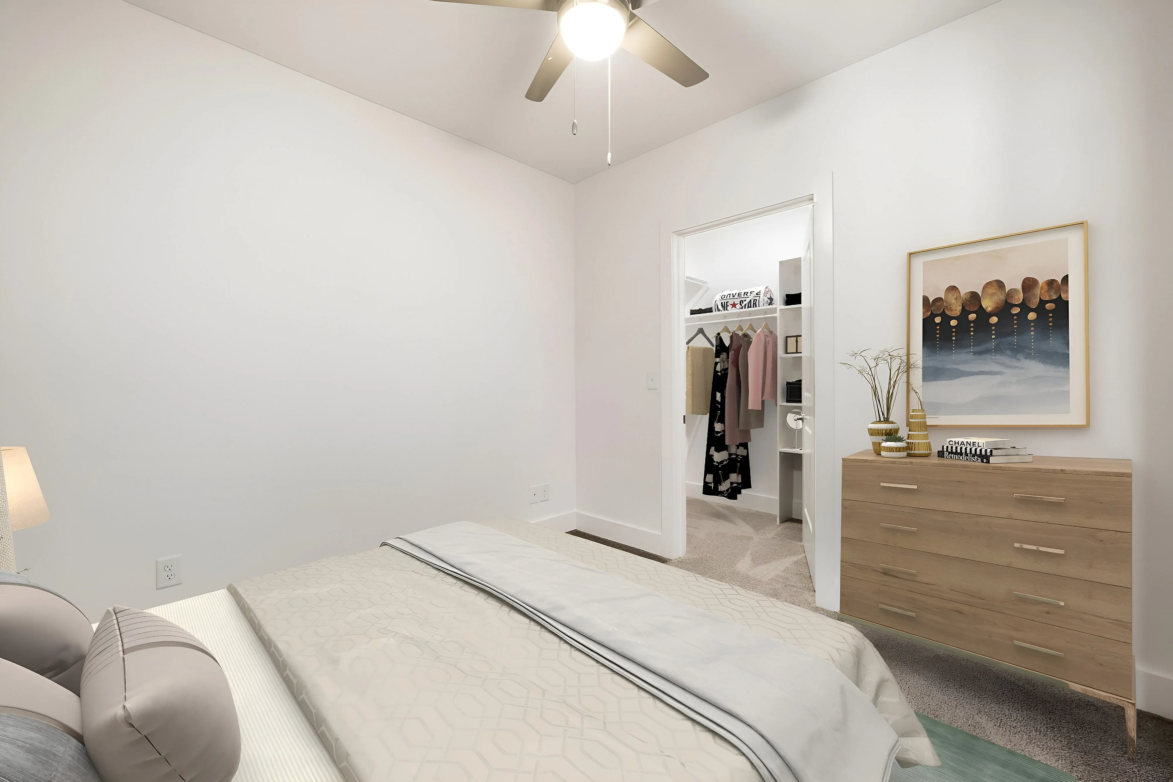 bedroom with carpet and ceiling fan