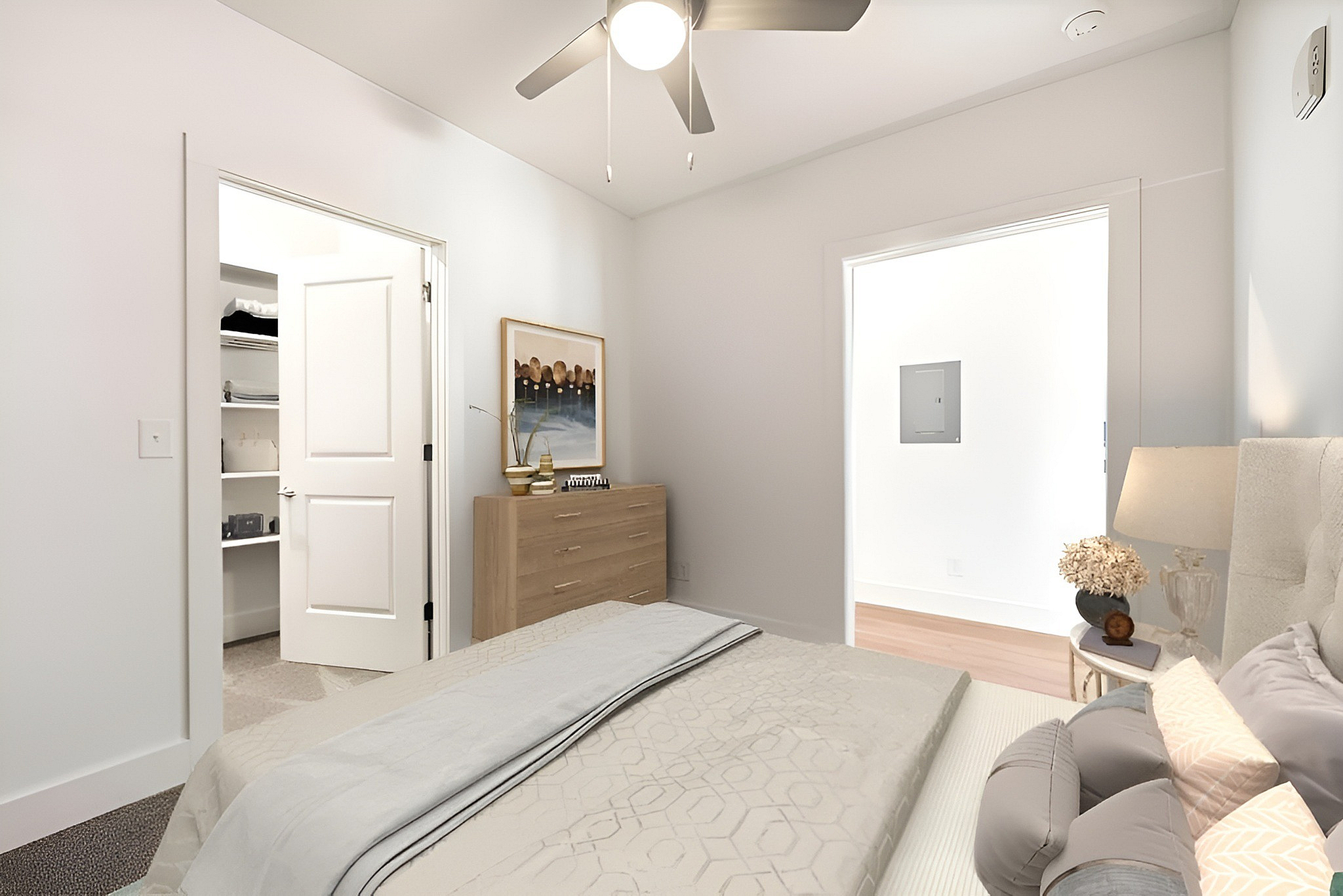 bedroom and closet