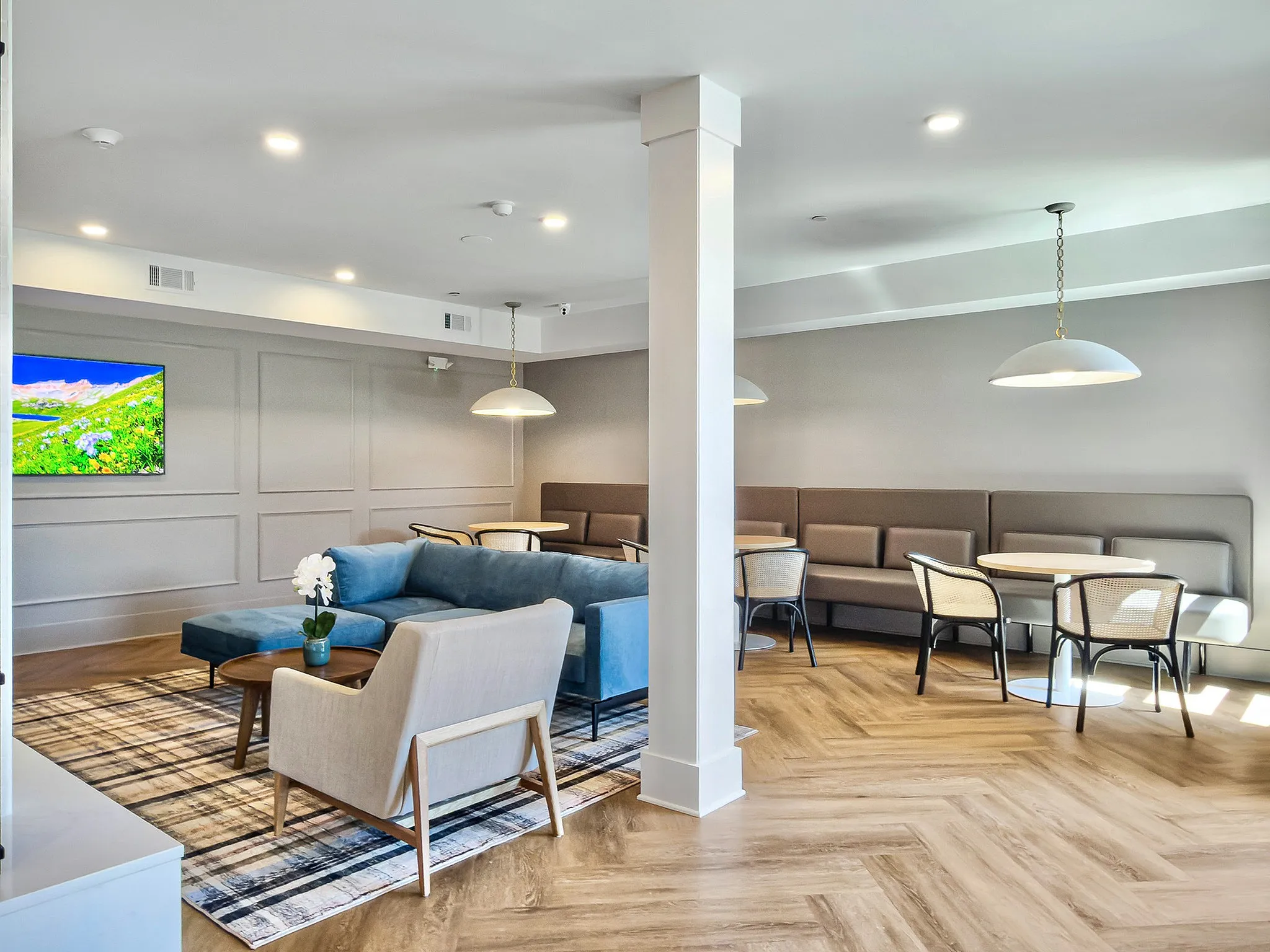 clubhouse with lounge seating and tv