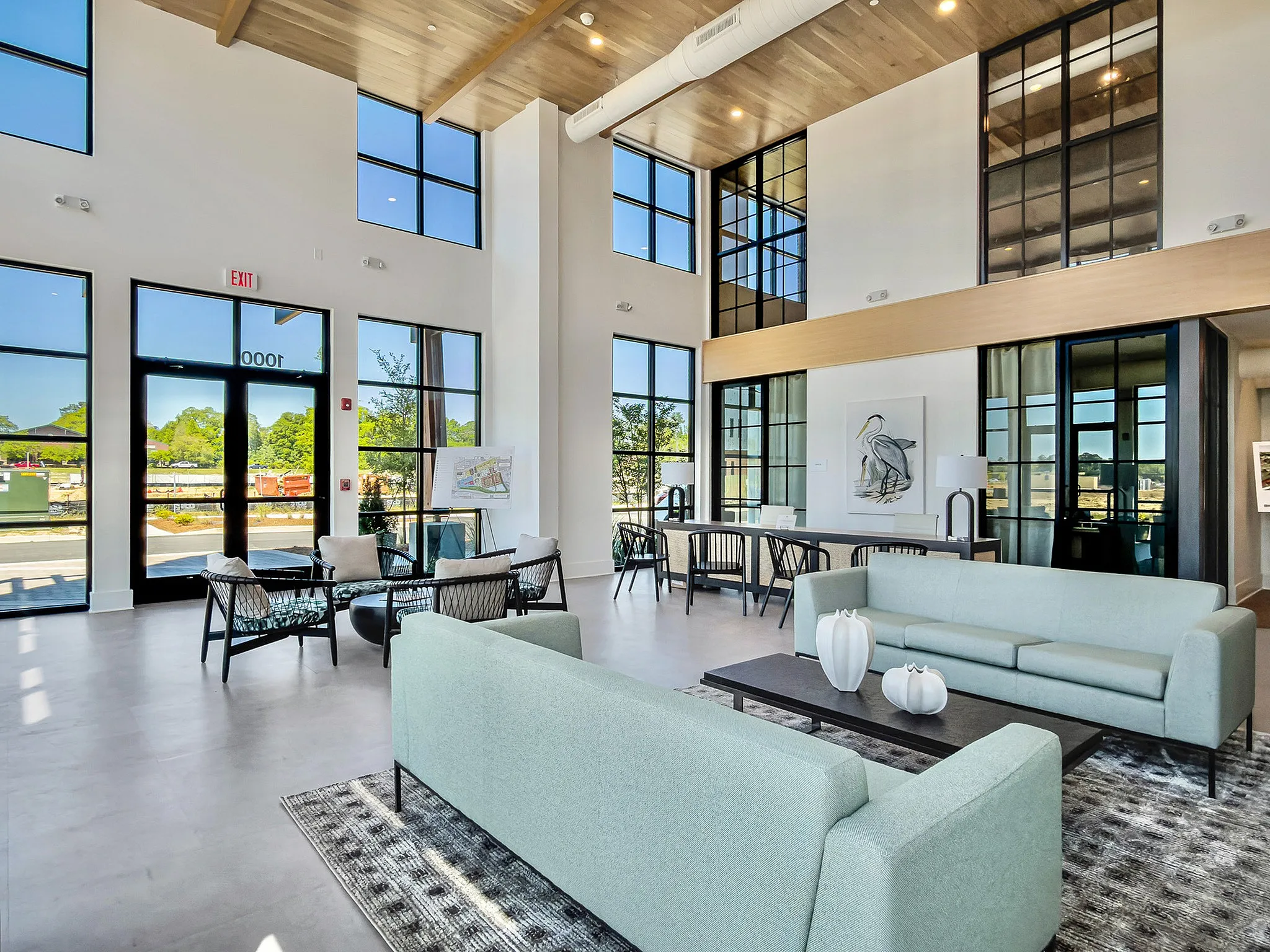 clubhouse with large windows and natural lighting