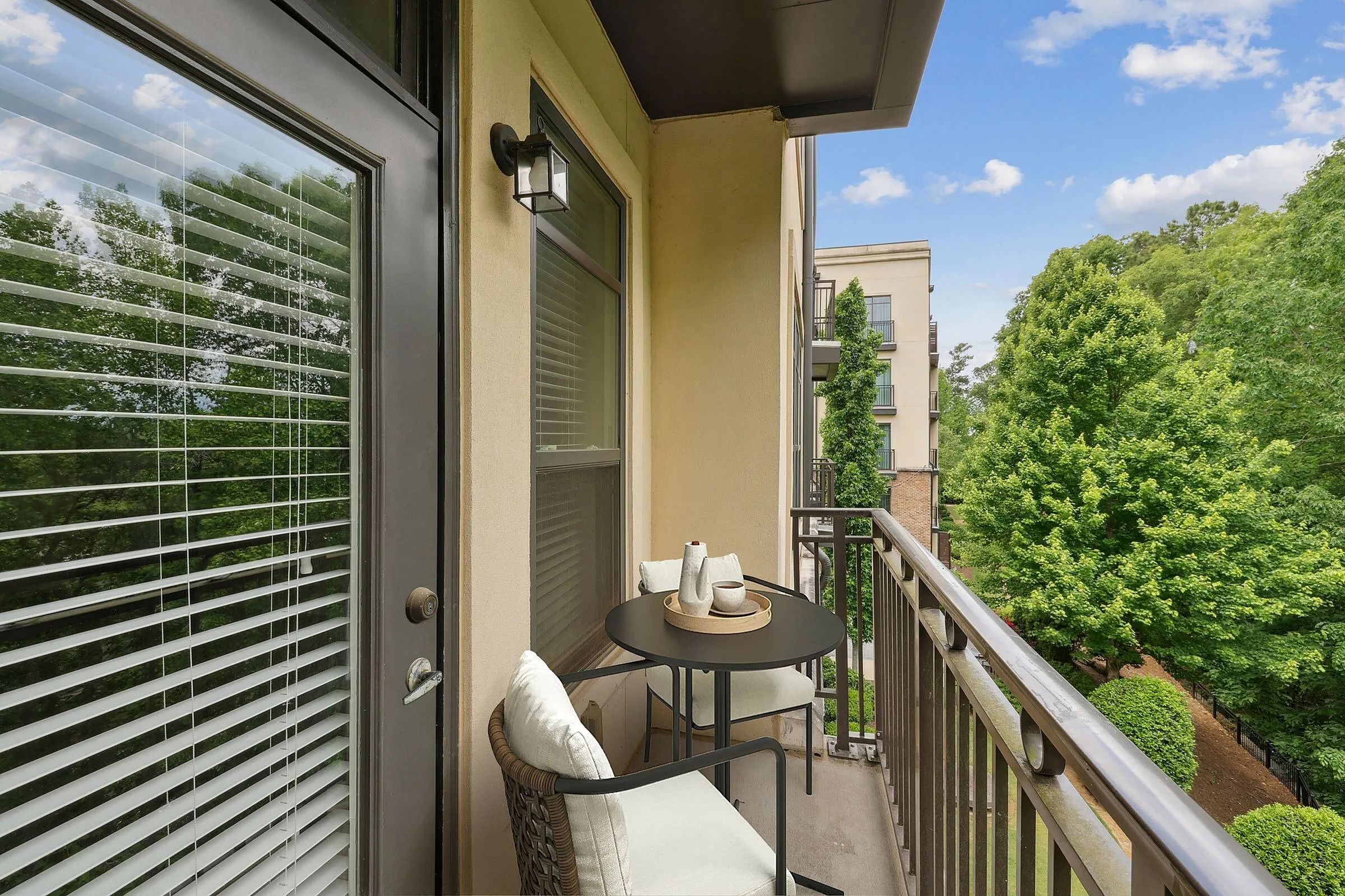 Balcony with table and chairs