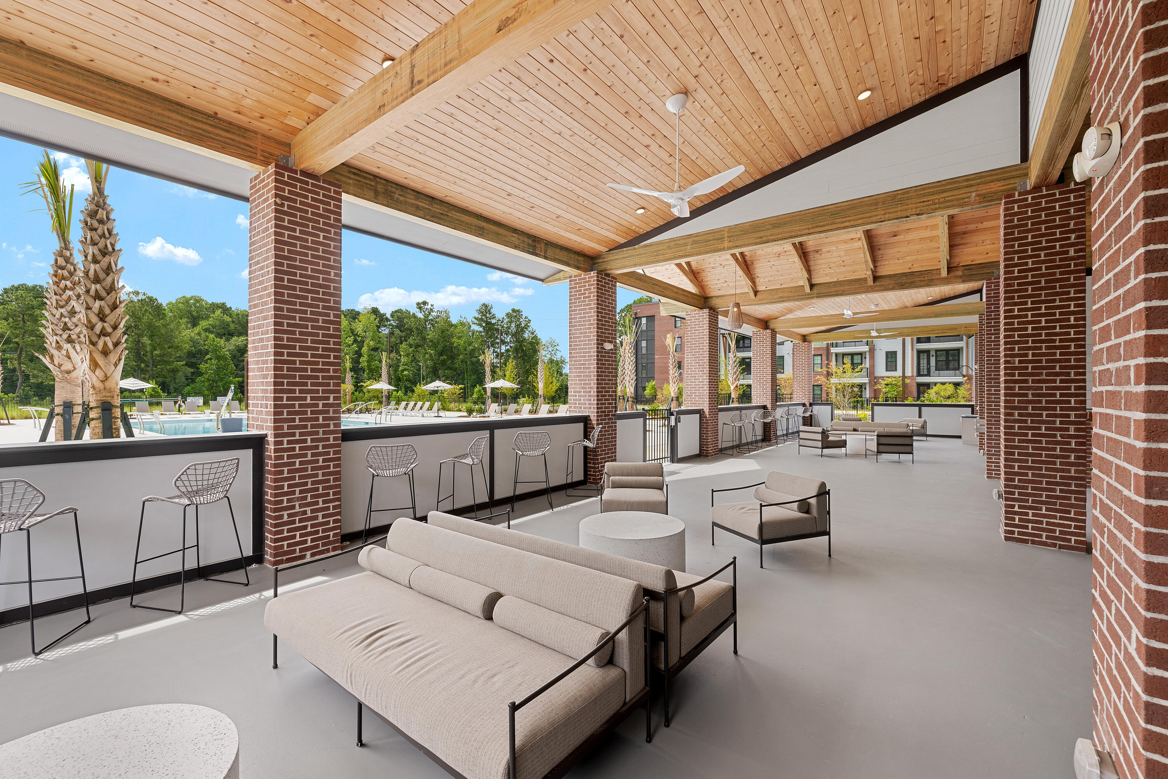 outside seating area by pool