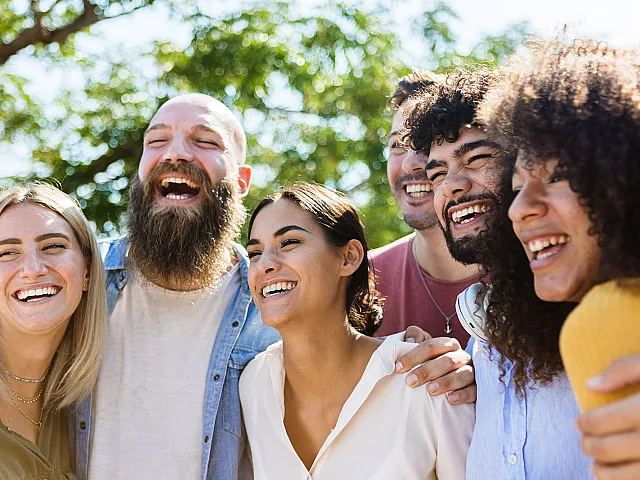 group of people laughing
