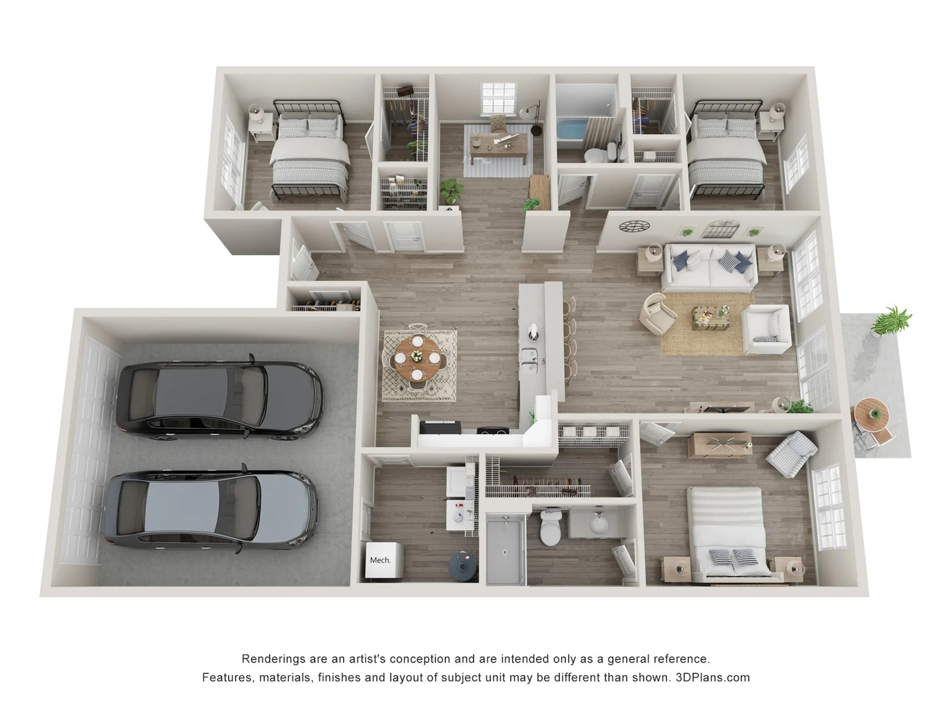 Two, Three, & FourBR Homes for Rent in Avon, IN Layouts