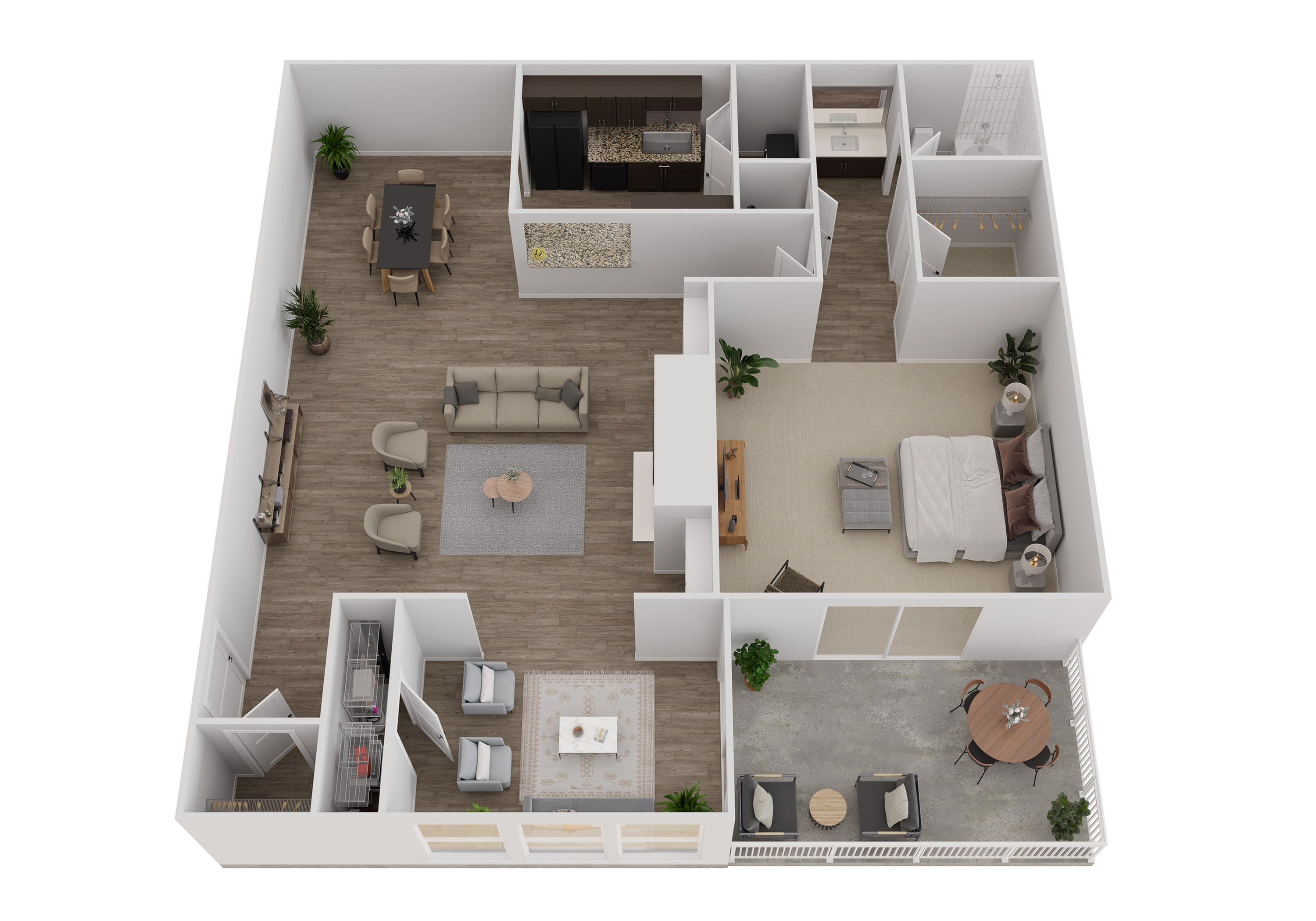 1B 3D Floor Plan