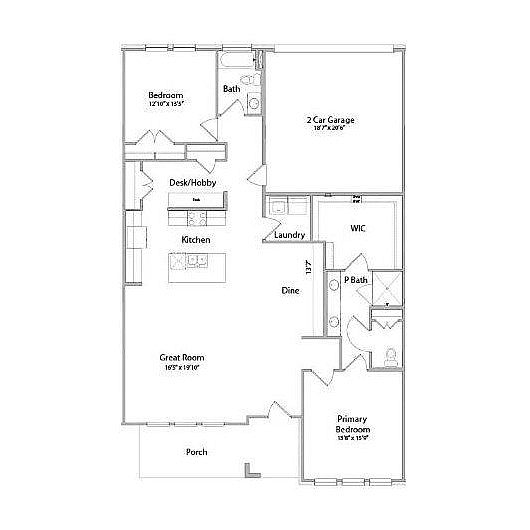 Orchid floor plan with 2 bedrooms and 2 bathrooms, 1739 square feet at Legacy Park.