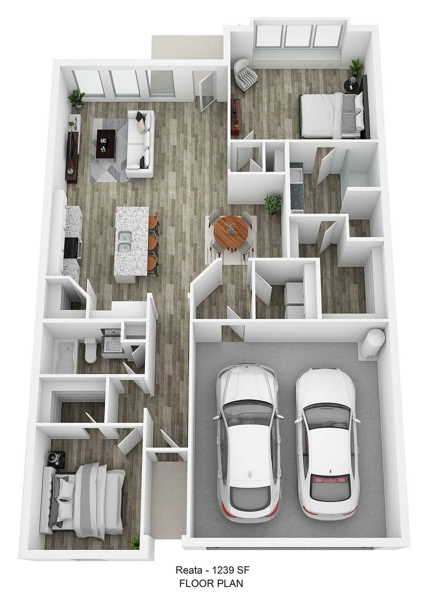 Two-Bedroom Single Family Homes For Rent In Katy, TX - Villas At Sunterra - Rendering Of The Reata Floor Plan