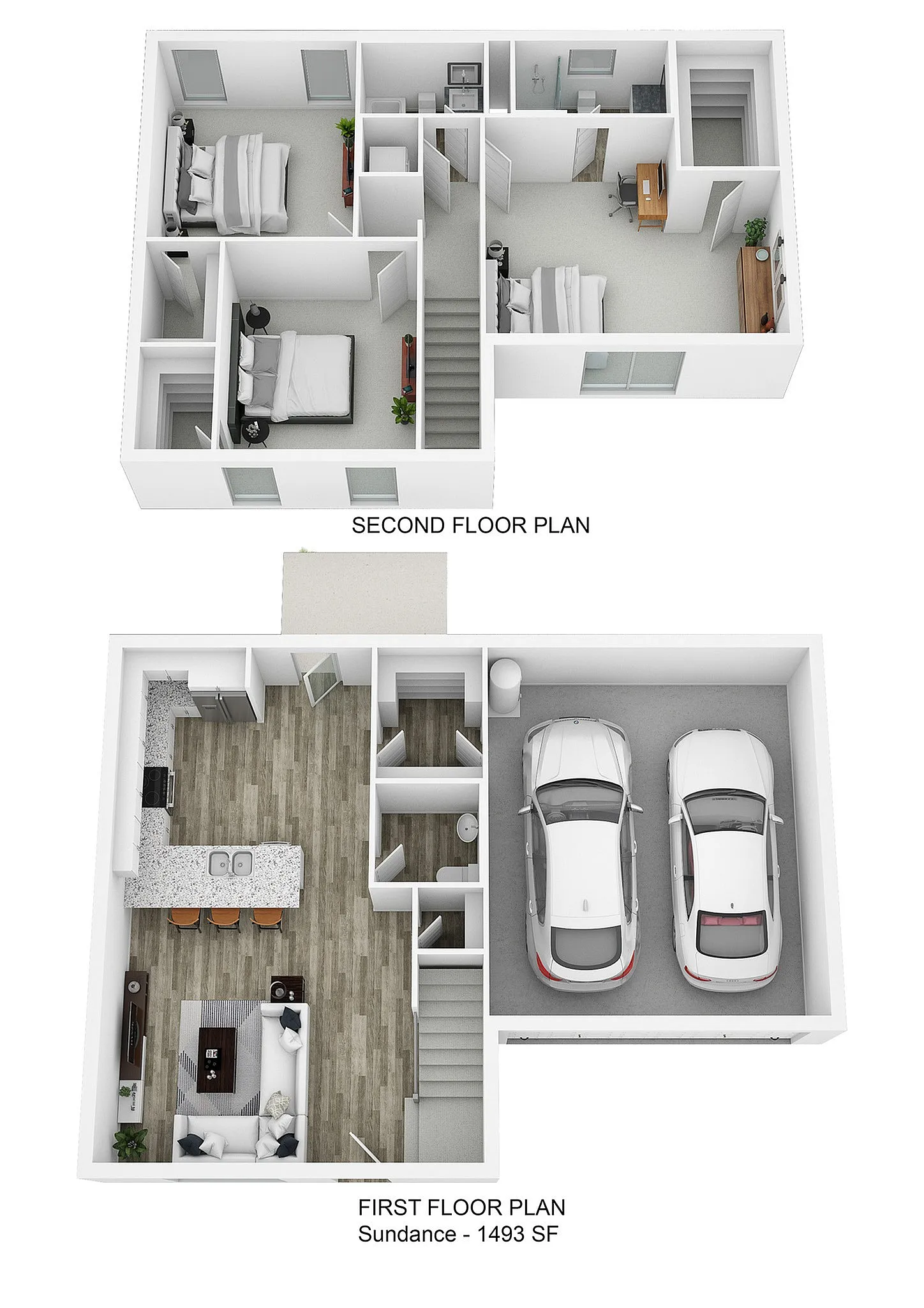 Three-Bedroom Single Family Homes For Rent In Katy, TX - Villas At Sunterra - Rendering Of The Sundance Floor Plan