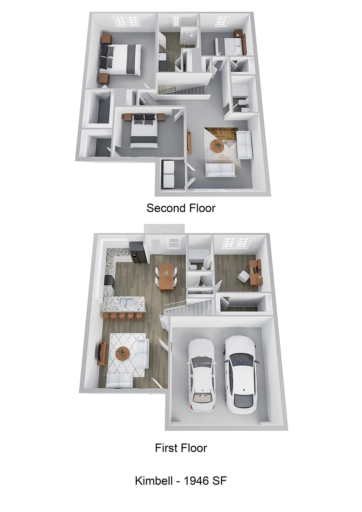 2-Bedroom Single Family Homes For Rent In Katy, TX - Villas At Sunterra - Rendering Of The Kimbell Floor Plan