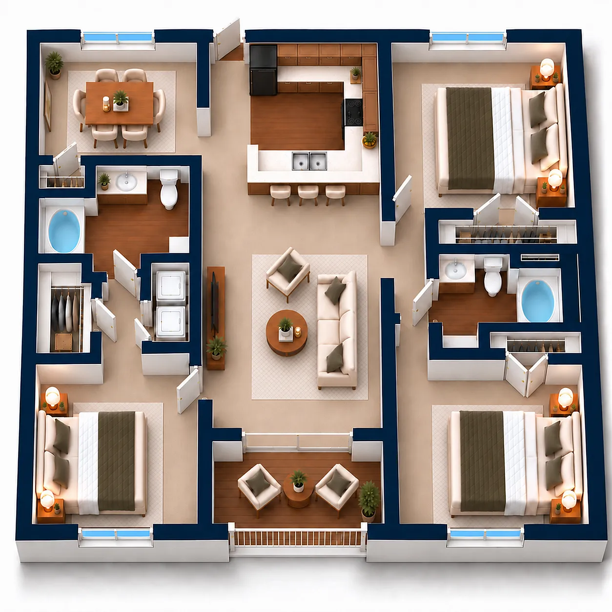 3 Bedroom, 2 Bathroom floor plan