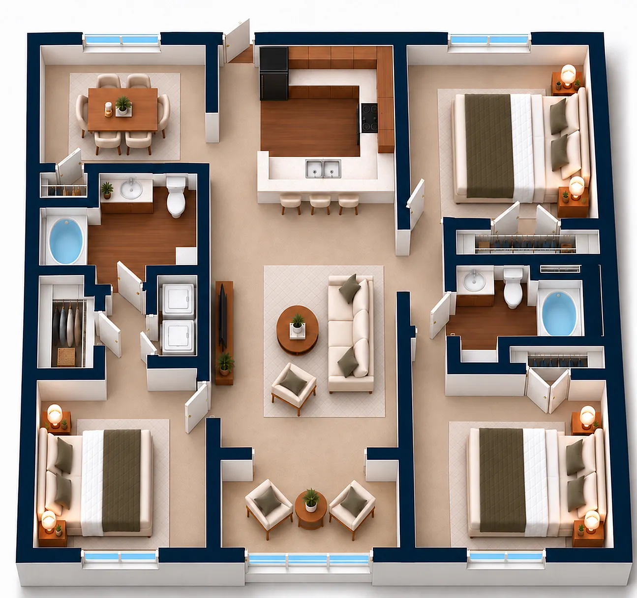 3 Bedroom, 2 Bathroom W/Sunroom floor plan