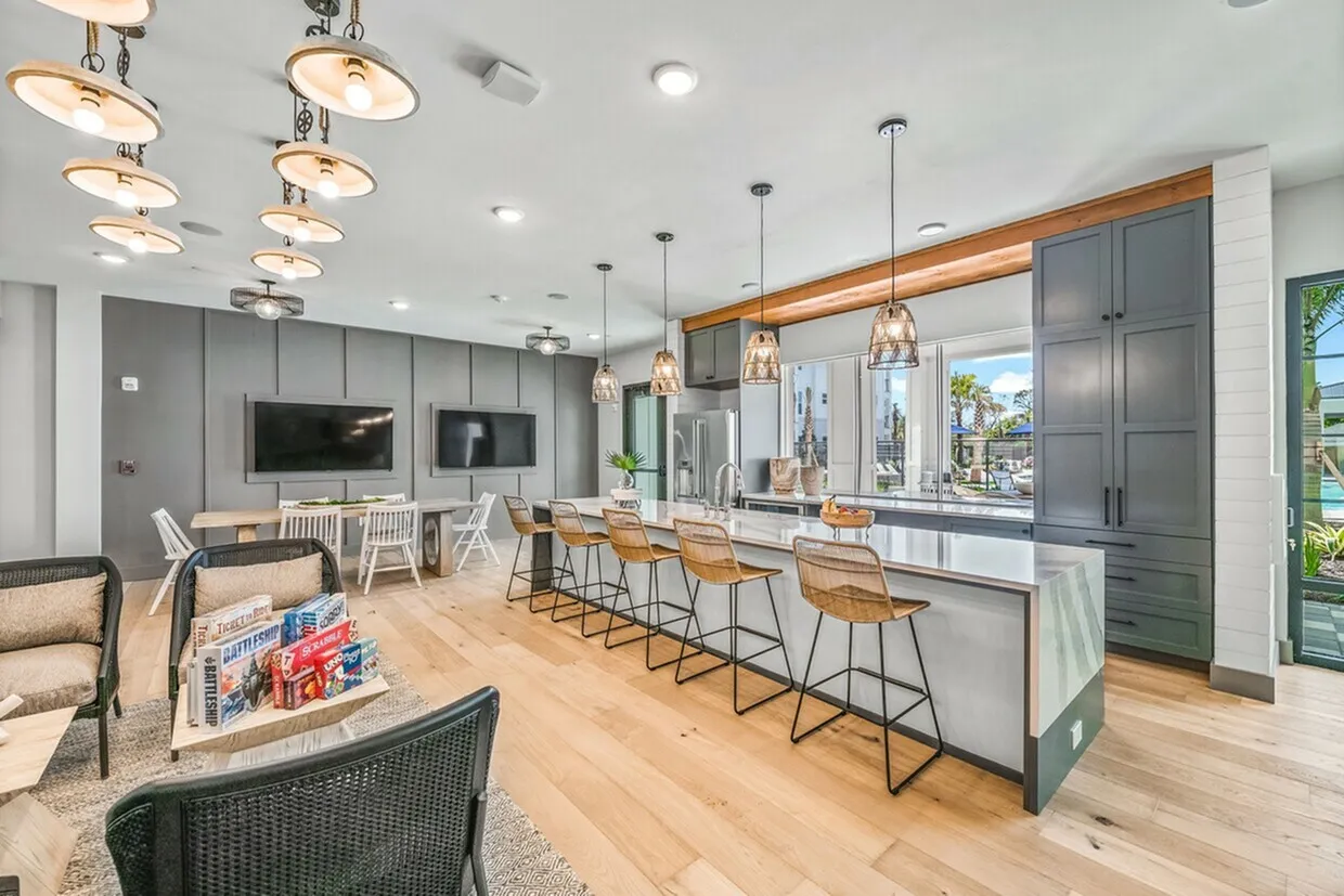 Designer Clubhouse with Entertainment Kitchen, Lounge Seating & Pool Table
