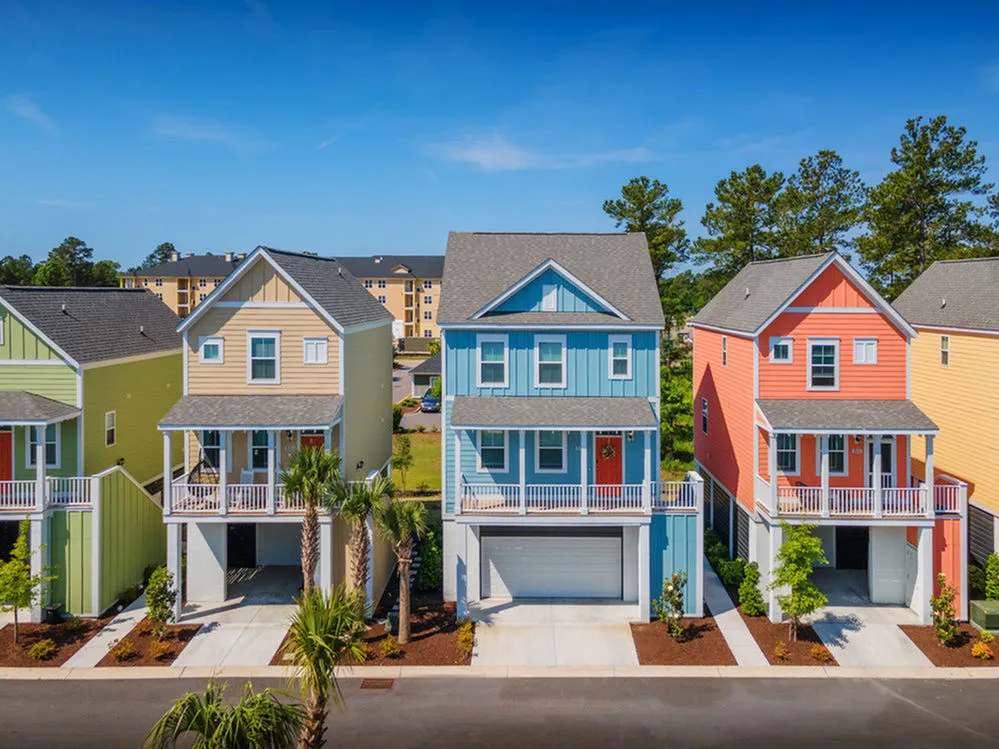 colorful individual cottage apartments