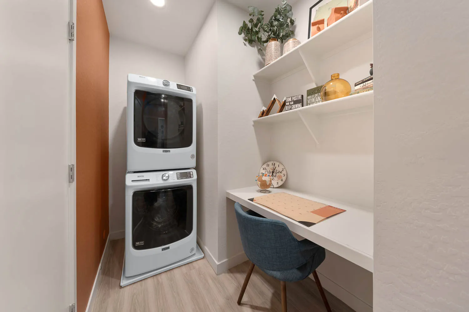 working desk with washer & dryer