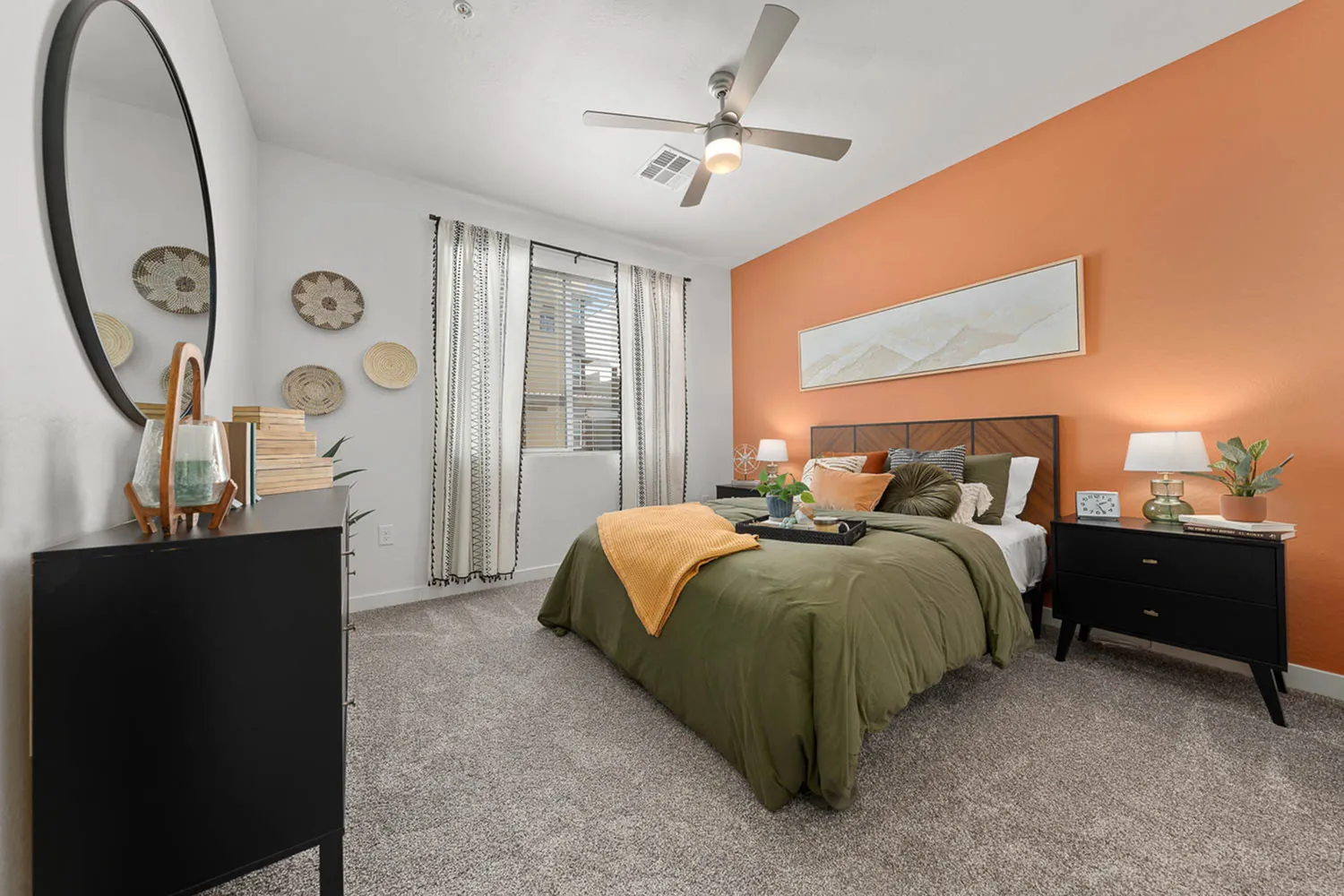 model bedroom with carpet