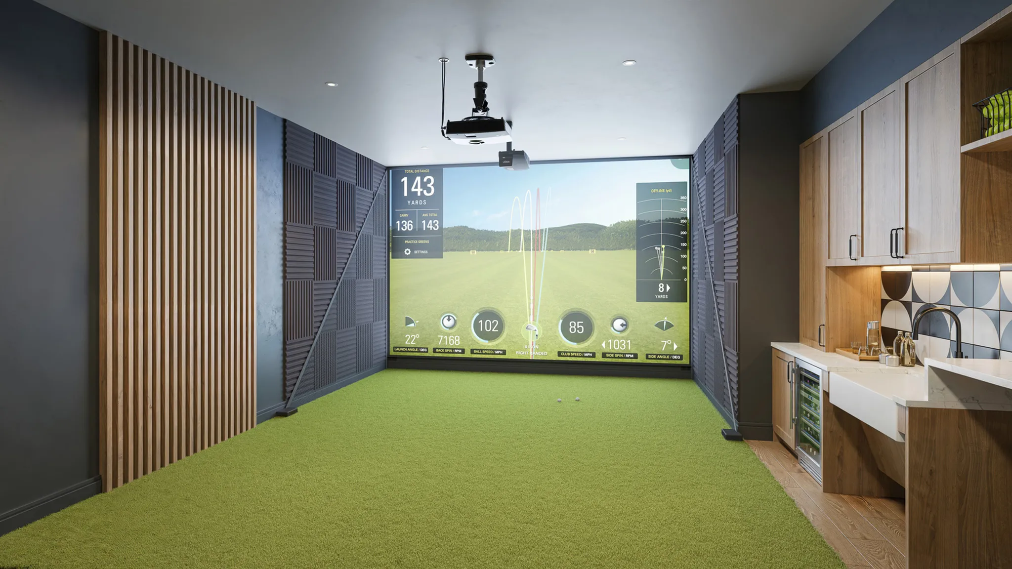 Golf simulator room