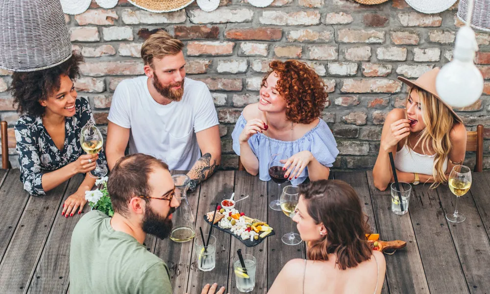 group of people eating at restaurant