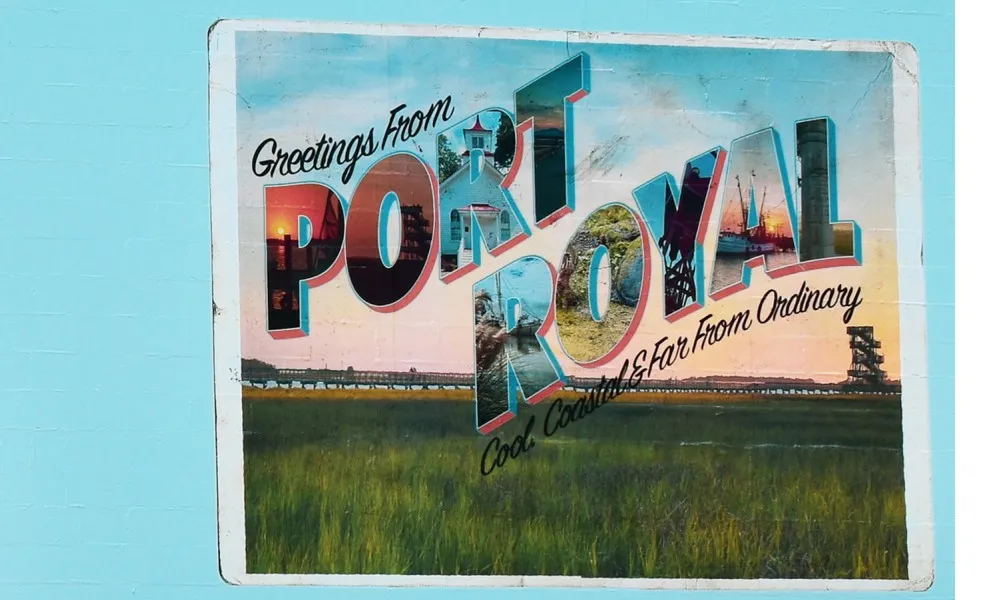 port royal postcard sign on building exterior