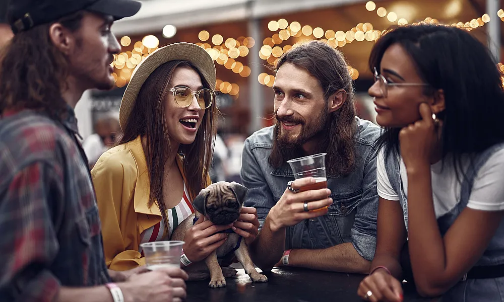 Friends having a drink together
