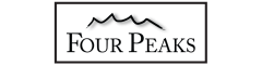 Four Peaks logo with stylized mountain silhouette in black