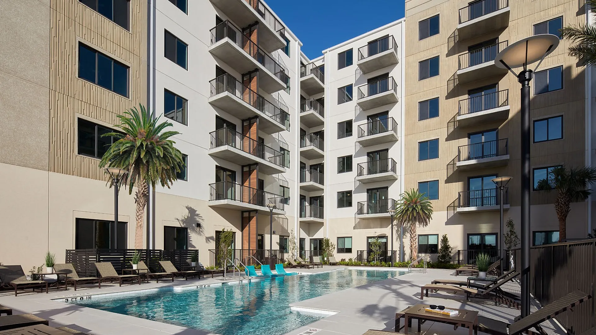 community pool and exterior building