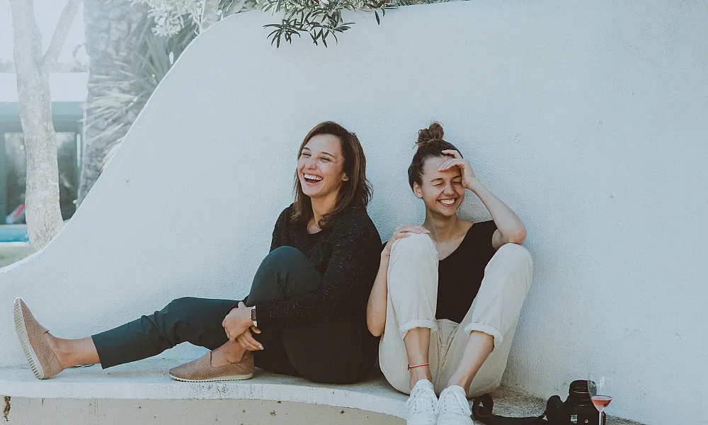 Friends laughing together