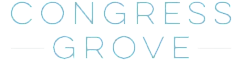 Elegant Congress Grove logo in light blue font on a deep teal background, evoking sophistication and tranquility.