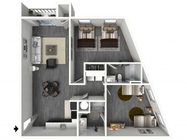 2 Bed - Standard - 3D - Furnished