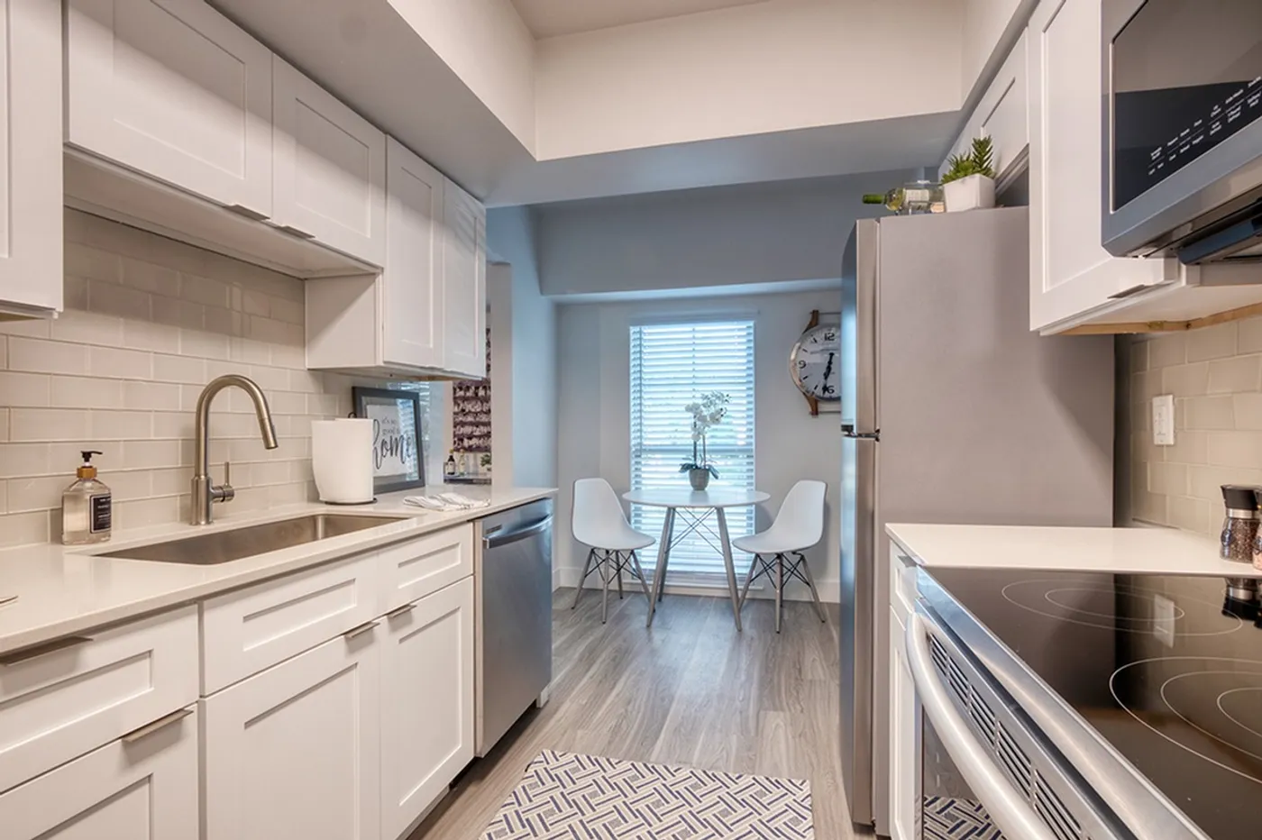 Model apartment kitchen and dining area
