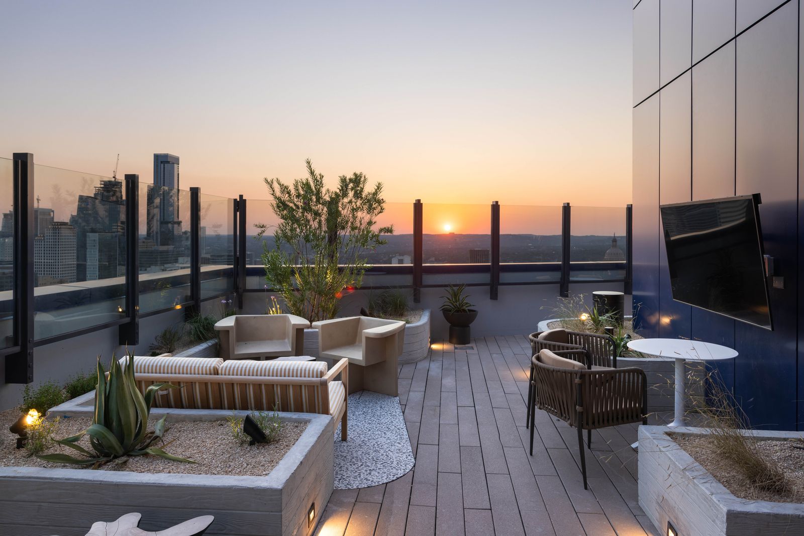 Terrace seating overlooking downtown Austin