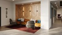 Inviting lounge area featuring modern seating, cozy booths, and elegant lighting in a chic apartment complex.