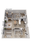 Modern floor plan showcasing 2 spacious bedrooms, elegant open-concept living area, stylish kitchen, and cozy bathrooms.