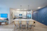 Furnished kitchen with large island