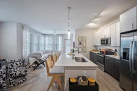 Furnished kitchen with large island