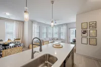 Furnished kitchen with large island