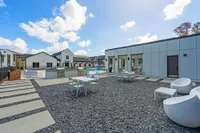 Outdoor picnic area with tables and chairs
