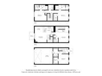 The Bluff is a 1,900 SF three-level townhome featuring 2 bedrooms, 2.5 baths, in-unit laundry, a flex room, and an attached two-car garage.